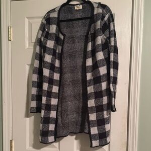 Plaid Black and White Women's Sweater